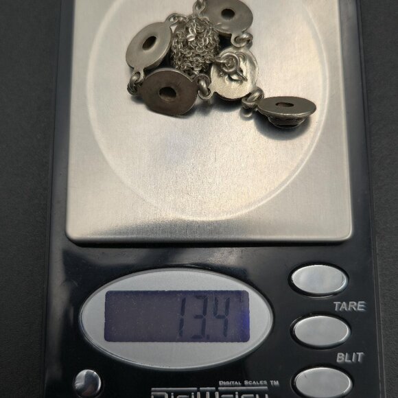 18 Inch Sterling Silver Cat's Eye Gemstones Rustic Necklace A6405 - Picture 8 of 8